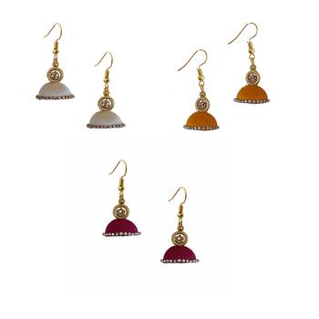 Multicolor combo silk thread earrings 1