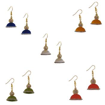Multicolor combo silk thread earrings 1
