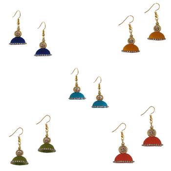 Multicolor combo silk thread earrings 1