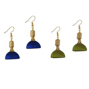 Multicolor combo silk thread earrings 1
