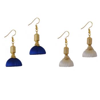 Multicolor combo silk thread earrings 1