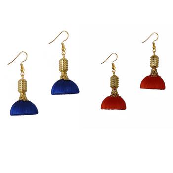 Multicolor combo silk thread earrings 1