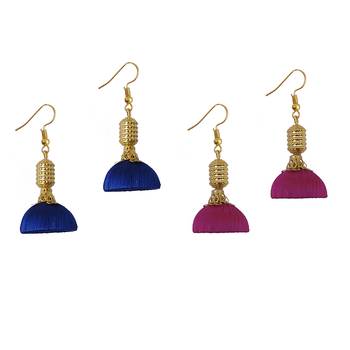 Multicolor combo silk thread earrings 1