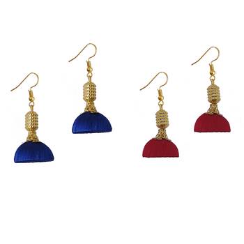 Multicolor combo silk thread earrings 1
