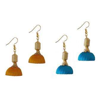 Multicolor combo silk thread earrings 1