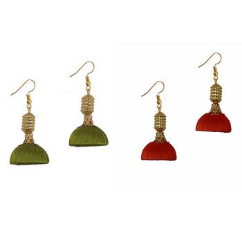 Multicolor combo silk thread earrings 1