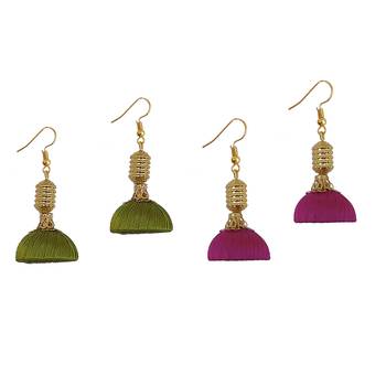 Multicolor combo silk thread earrings 1
