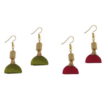 Multicolor combo silk thread earrings 1