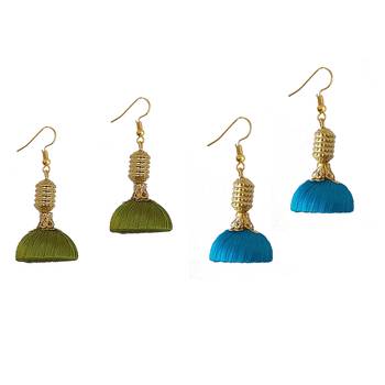 Multicolor combo silk thread earrings 1