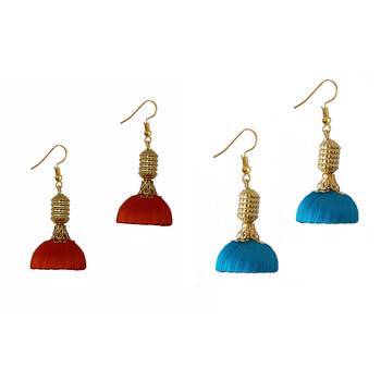 Multicolor combo silk thread earrings 1