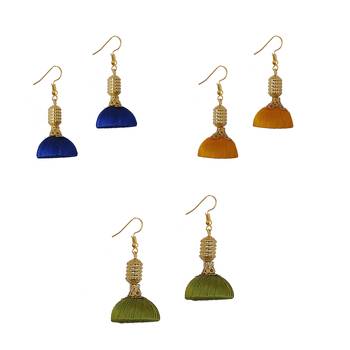 Multicolor combo silk thread earrings 1