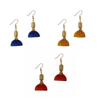 Multicolor combo silk thread earrings 1