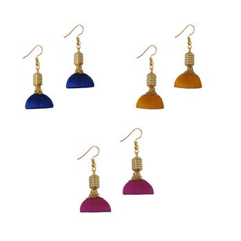 Multicolor combo silk thread earrings 1