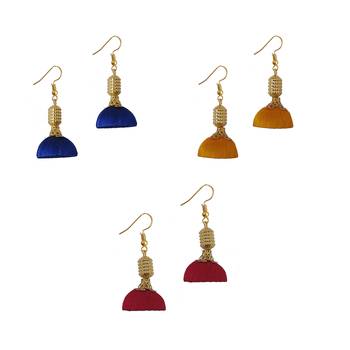 Multicolor combo silk thread earrings 1