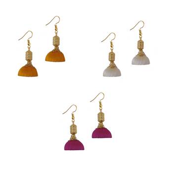 Multicolor combo silk thread earrings 1