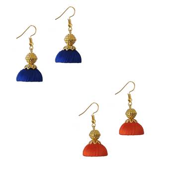 Multicolor combo silk thread earrings 1