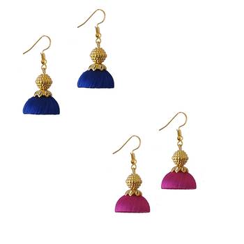 Multicolor combo silk thread earrings 1