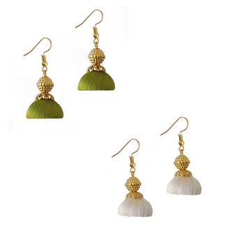 Multicolor combo silk thread earrings 1