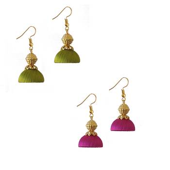 Multicolor combo silk thread earrings 1