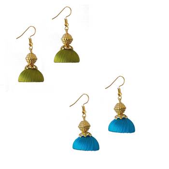 Multicolor combo silk thread earrings 1