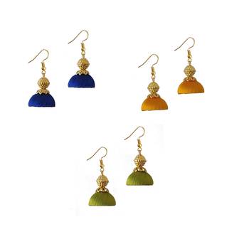 Multicolor combo silk thread earrings 1