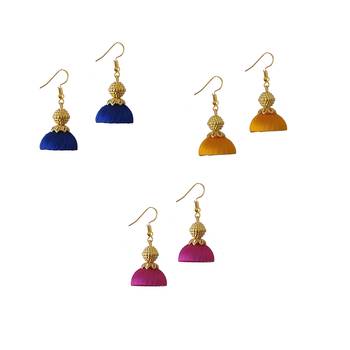 Multicolor combo silk thread earrings 1