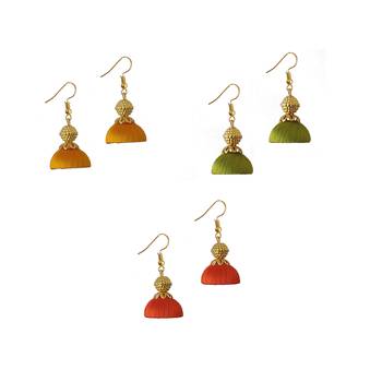 Multicolor combo silk thread earrings 1