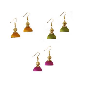 Multicolor combo silk thread earrings 1