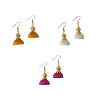 Multicolor combo silk thread earrings 1