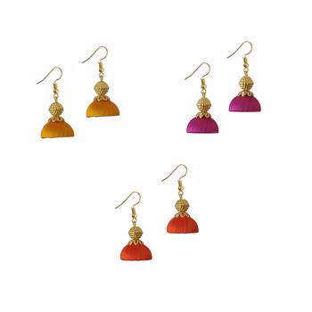 Multicolor combo silk thread earrings 1