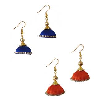 Multicolor combo silk thread earrings 1