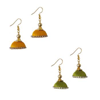 Multicolor combo silk thread earrings 1
