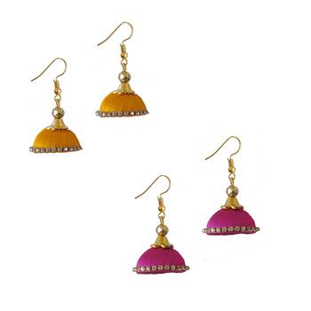 Multicolor combo silk thread earrings 1