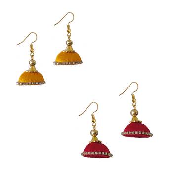 Multicolor combo silk thread earrings 1