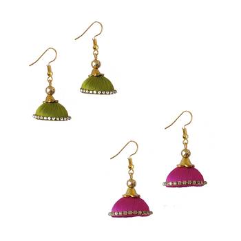 Multicolor combo silk thread earrings 1