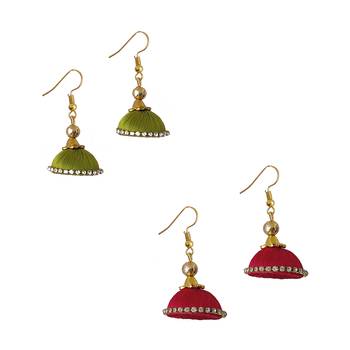 Multicolor combo silk thread earrings 1