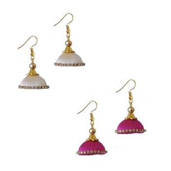 Multicolor combo silk thread earrings 1