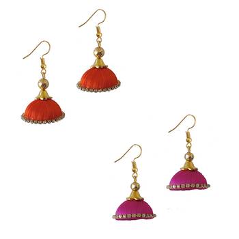 Multicolor combo silk thread earrings 1
