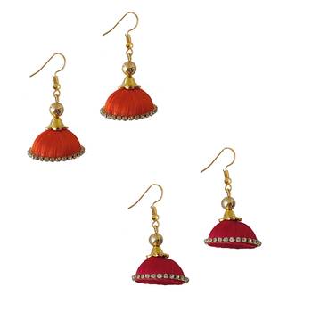 Multicolor combo silk thread earrings 1
