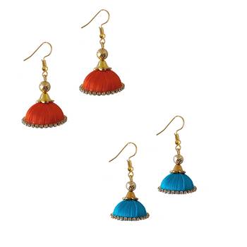 Multicolor combo silk thread earrings 1