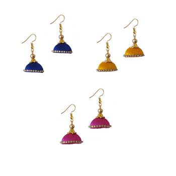 Multicolor combo silk thread earrings 1