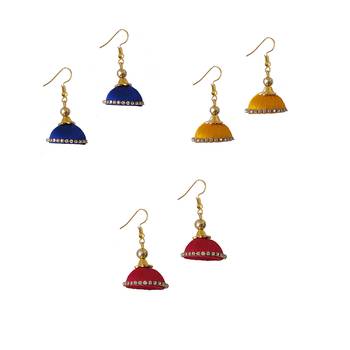 Multicolor combo silk thread earrings 1