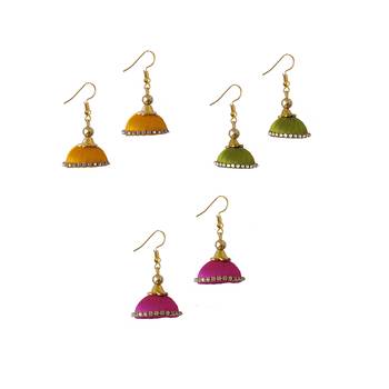Multicolor combo silk thread earrings 1