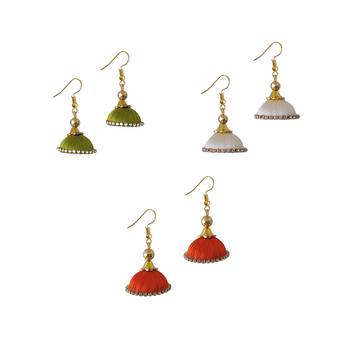 Multicolor combo silk thread earrings 1