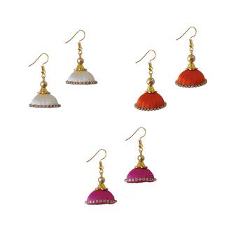 Multicolor combo silk thread earrings 1