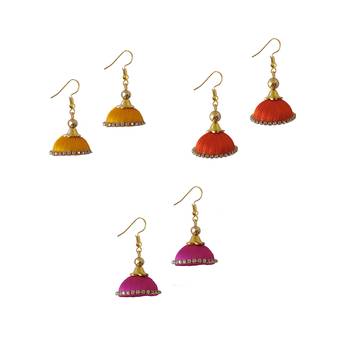 Multicolor combo silk thread earrings 1