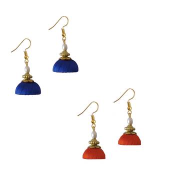 Multicolor combo silk thread earrings 1