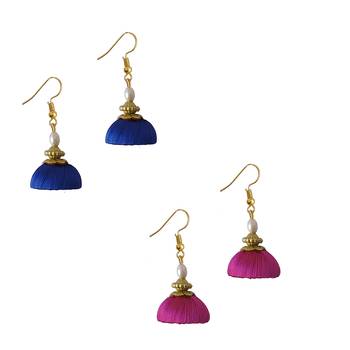 Multicolor combo silk thread earrings 1