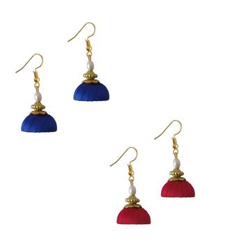 Multicolor combo silk thread earrings 1