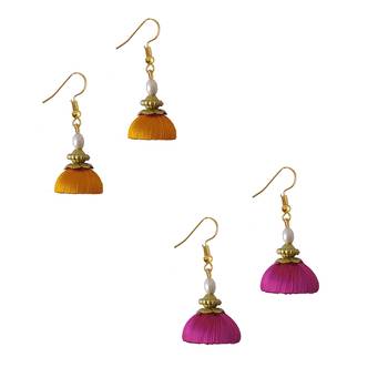 Multicolor combo silk thread earrings 1